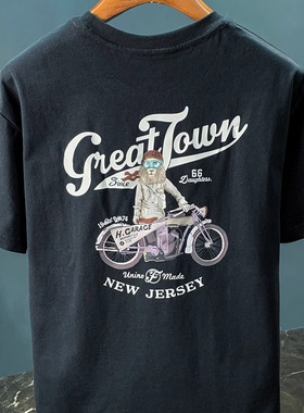 黑色印花宽松短袖上衣男夏季潮流薄款纯棉圆领休闲T恤半袖体恤衫