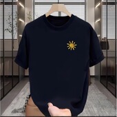 t恤男士 夏季 新款 潮牌太阳简约短袖 圆领宽松纯棉重磅半袖