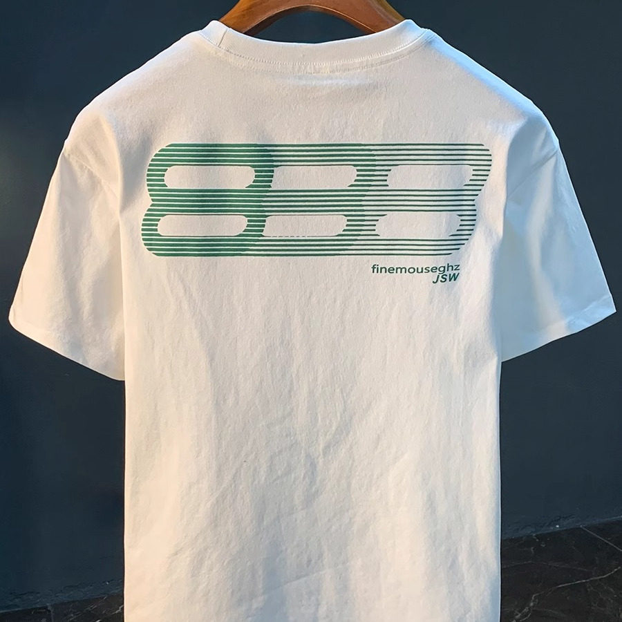 短袖体恤男潮牌宽松印花白色薄款T恤衫夏季舒适透气五分袖汗衫t恤