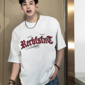 t恤男夏季 潮牌美式 重磅纯棉oversize短袖 字母印花宽松上衣TEE