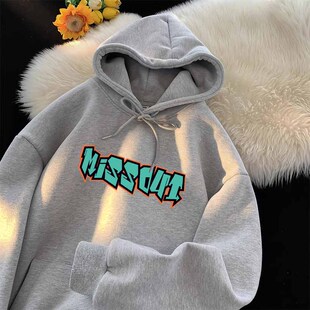 字母印花重磅连帽卫衣男加绒潮牌秋冬季美式高街宽松大码外套男款