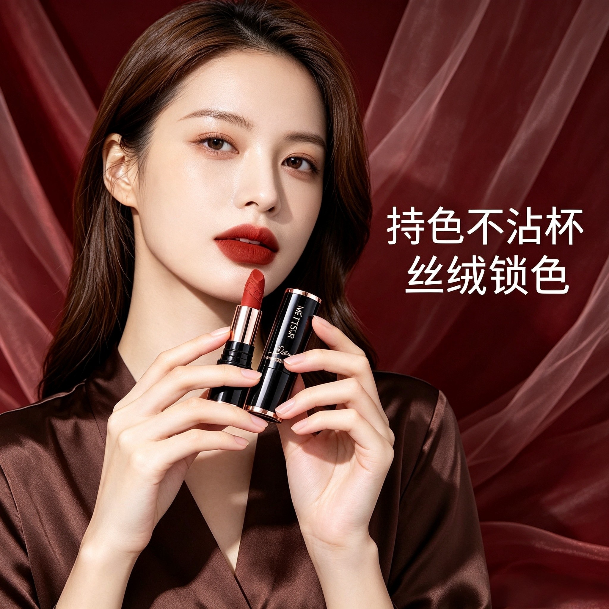 METYSUR美媞秀轻吻绒雾持妆口红 哑光雾面显色唇膏不易沾杯高级感
