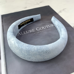 温柔蓝色高颅顶宽发箍显脸小厚海绵头箍发饰2025春夏季 头饰女 新款