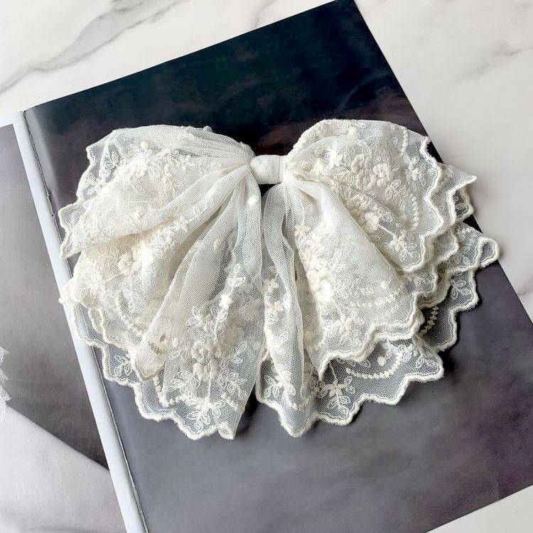 韩国东大门甜美蕾丝大蝴蝶结发夹