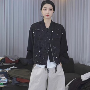 慧慧来自星星女装店 8007 两色开口笑时尚亮片潮流外套