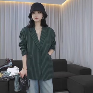 新款 2520 条纹绿色百搭秋季 时尚 外套 慧慧来自星星女装 西装 店