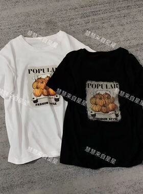 慧慧来自星星女装店 13385新款两色修身显瘦款 多个南瓜短袖POPPP