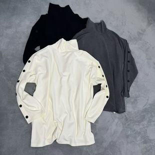 子六粒扣高领打底衫 慧慧来自星星女装 百搭袖 506新款 店