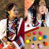 新款 民族风发夹民族特色异域风情编发藏族头饰彩色球球发饰小夹子