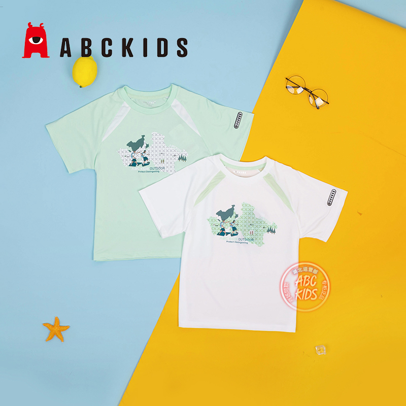 abckids童装男童夏季圆领短袖T恤