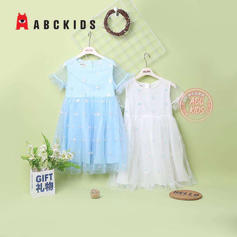 abckids童装女童公主裙夏季连衣裙商场新款女孩纱裙洋气韩版裙子