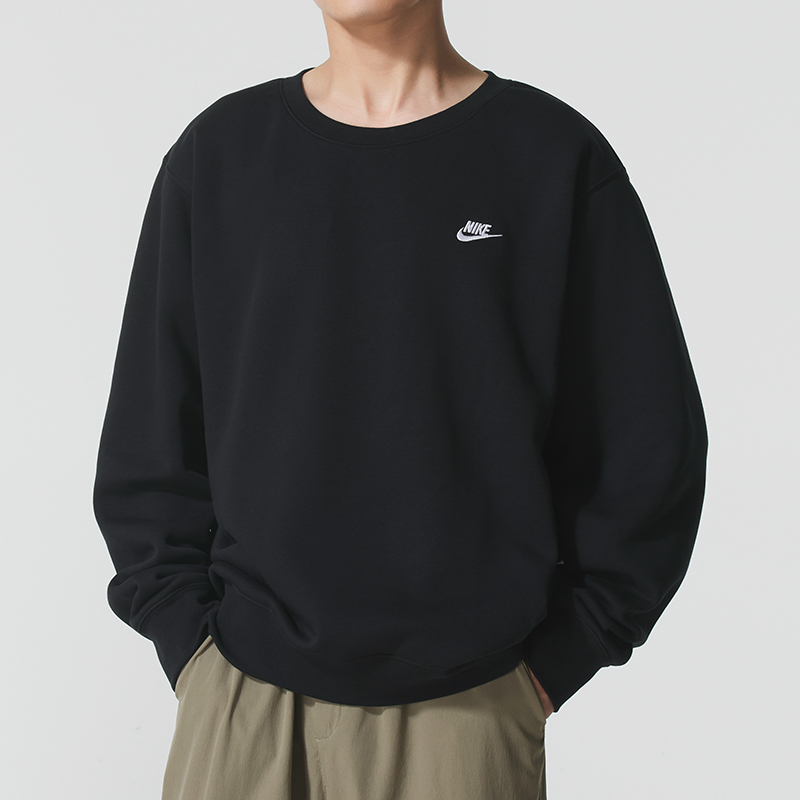 NIKE耐克男加绒卫衣保暖运动服秋冬新款跑步休闲上衣针织套头衫