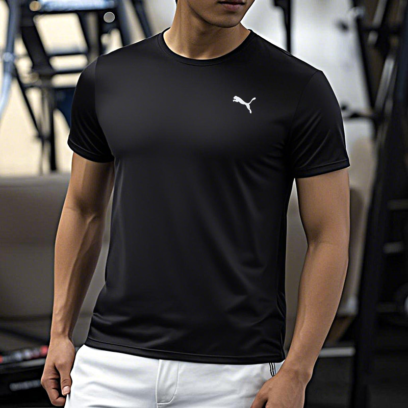 PUMA彪马速干衣短袖男装夏季新款男士黑色跑步健身运动T恤527