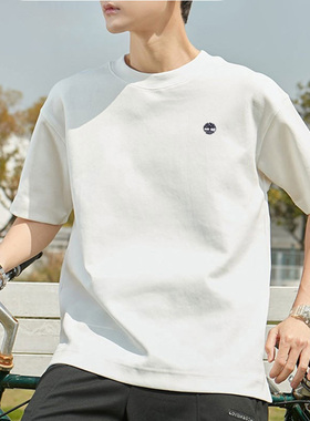 Timberland添柏岚官方男装白色T恤半袖秋季新款宽松透气短袖A6DKU