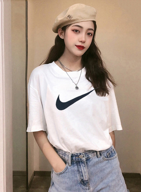 耐克女子短袖2025新款官方正品宽松透气半袖纯棉运动T恤女tDC5095