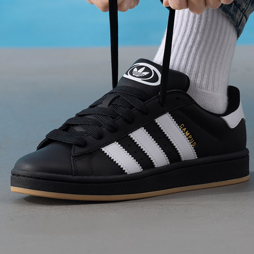 阿迪达斯三叶草皮面复古板鞋男鞋女鞋CAMPUS 00s运动鞋黑色休闲鞋