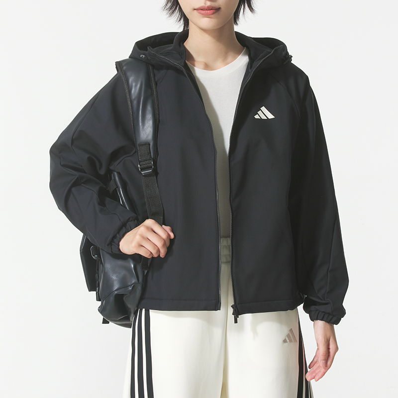 阿迪达斯女装夹克MS SOFTSHELL JK跑步健身运动服连帽外套KC0054