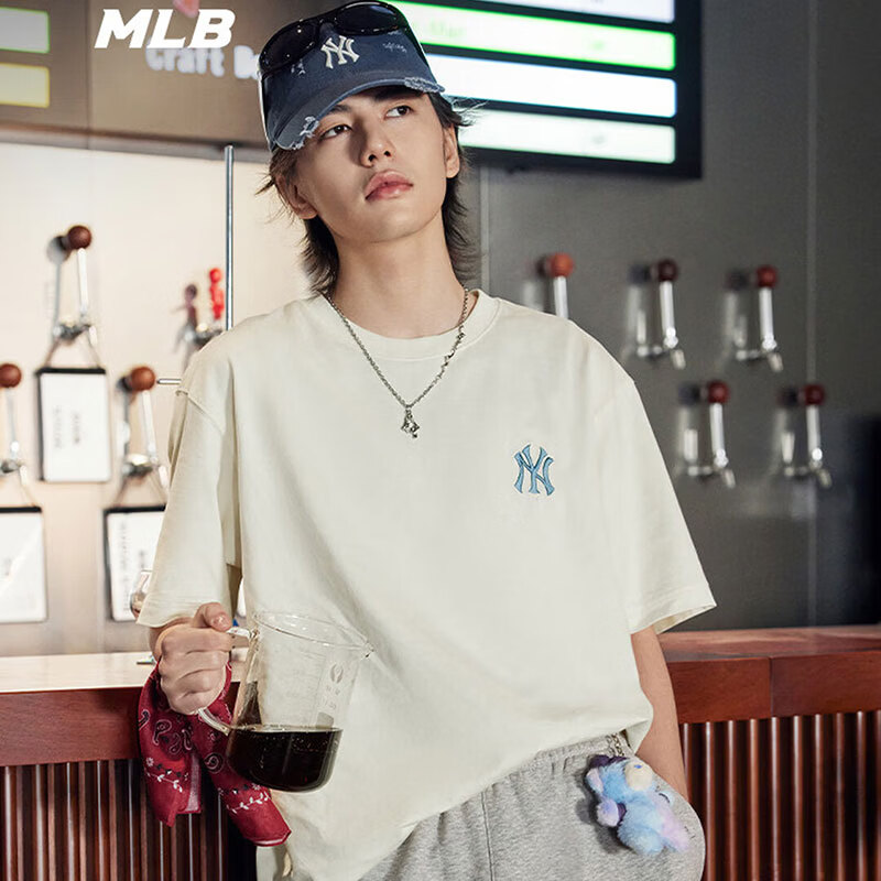 MLB官方正品 男女同款宽松仿牛仔老花背标短袖26夏季新款T恤上衣图片