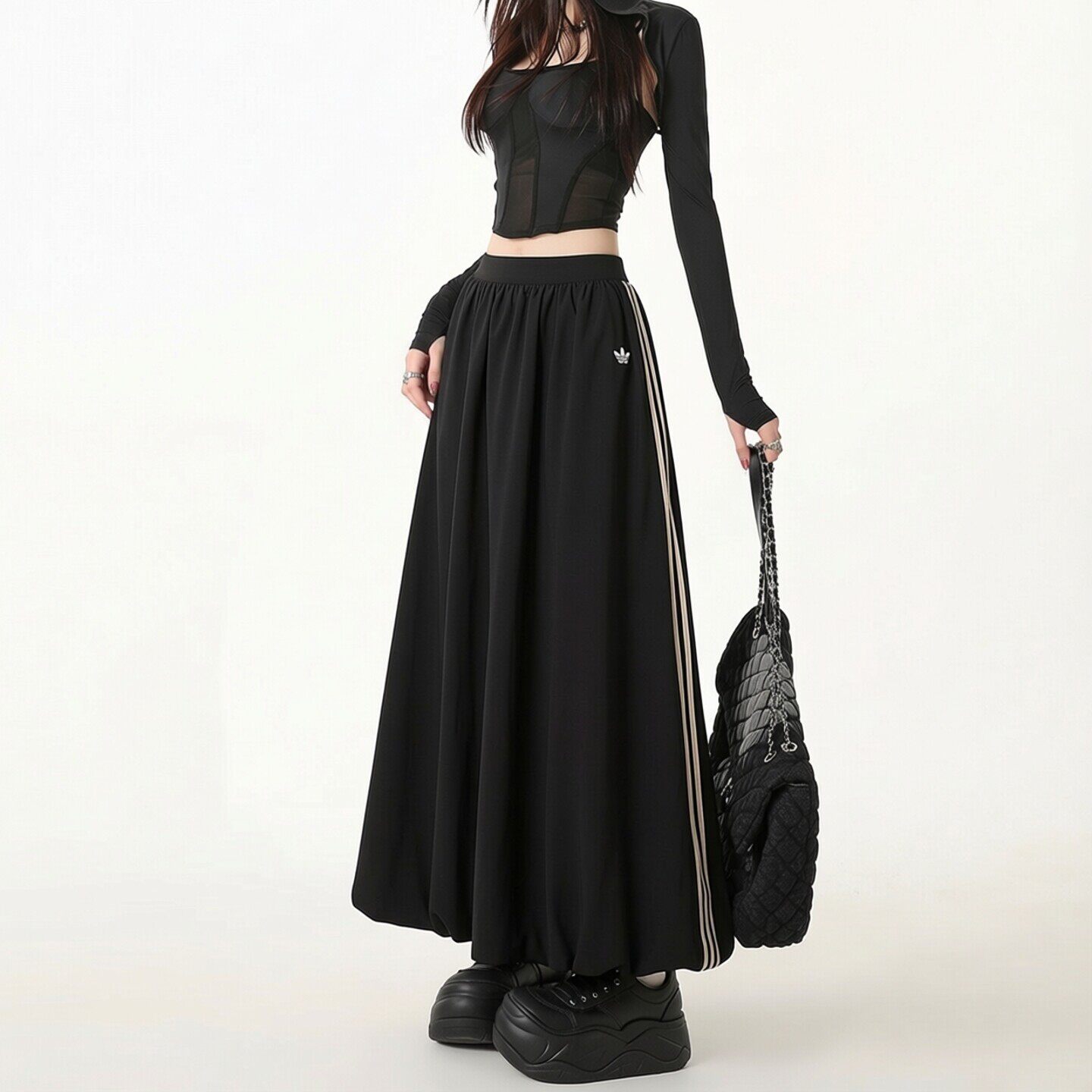 阿迪达斯三叶草裙子女2026春季新款半身裙中长裙运动休闲裙KC8088