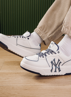 MLB厚底休闲鞋白色皮面板鞋2026春新款男女显高鞋学长鞋3ASXM046N