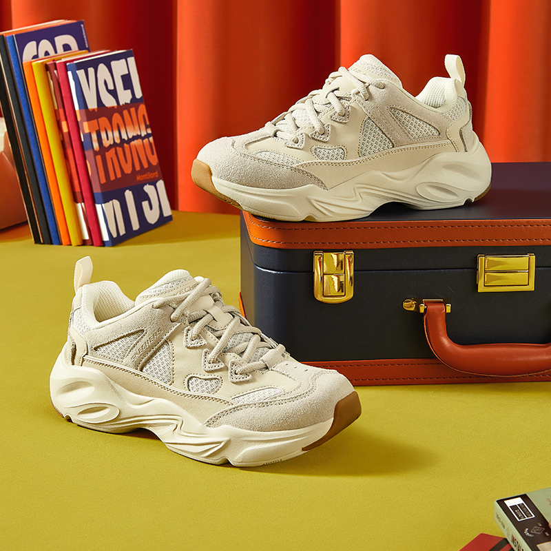 斯凯奇女鞋老爹鞋厚底显高熊猫鞋