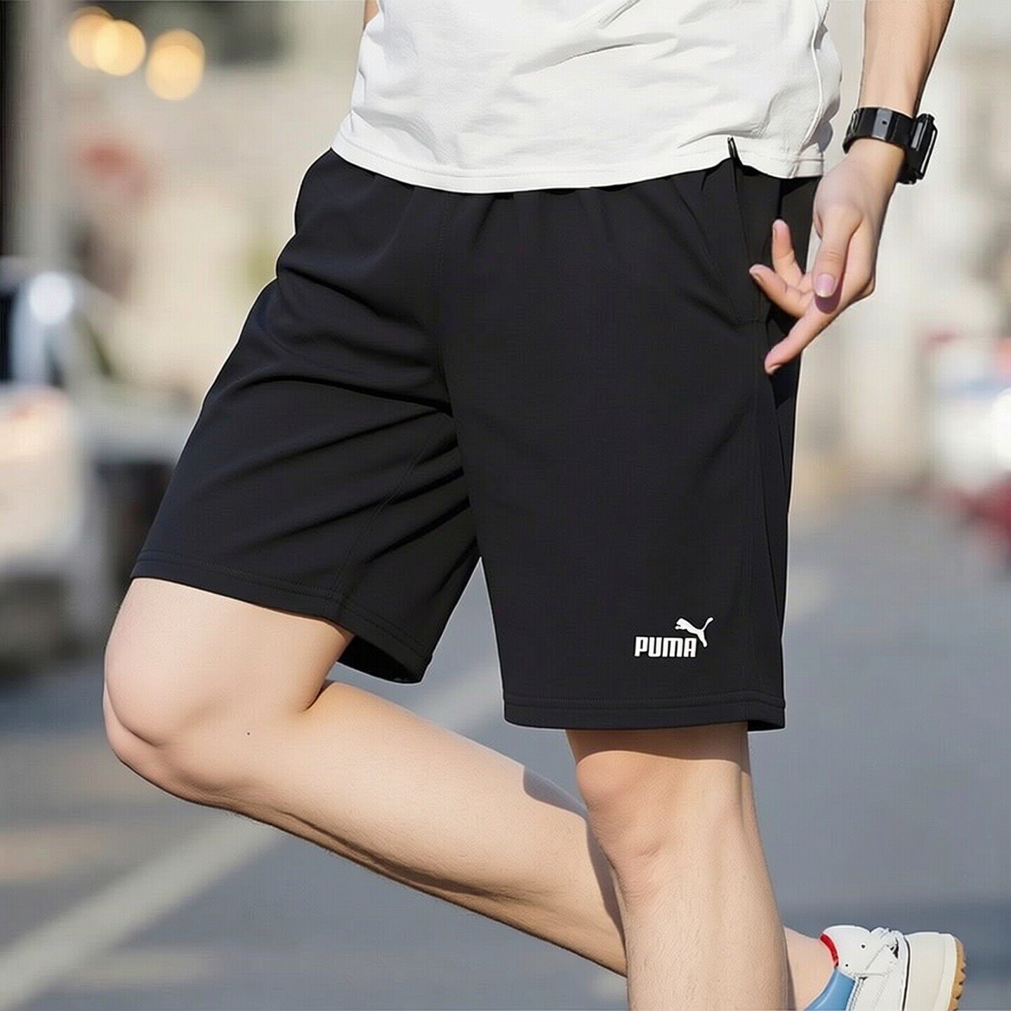 PUMA彪马短裤男裤2026夏季新款男士纯棉黑色五分裤休闲沙滩运