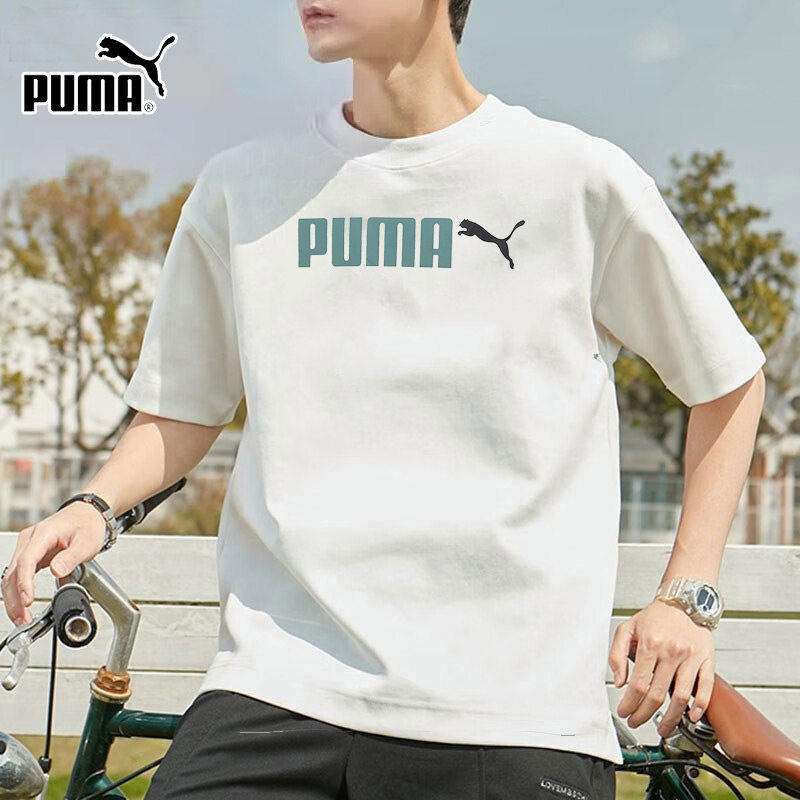PUMA彪马短袖男装2026夏季新款米白色情侣运动服休闲纯棉半袖