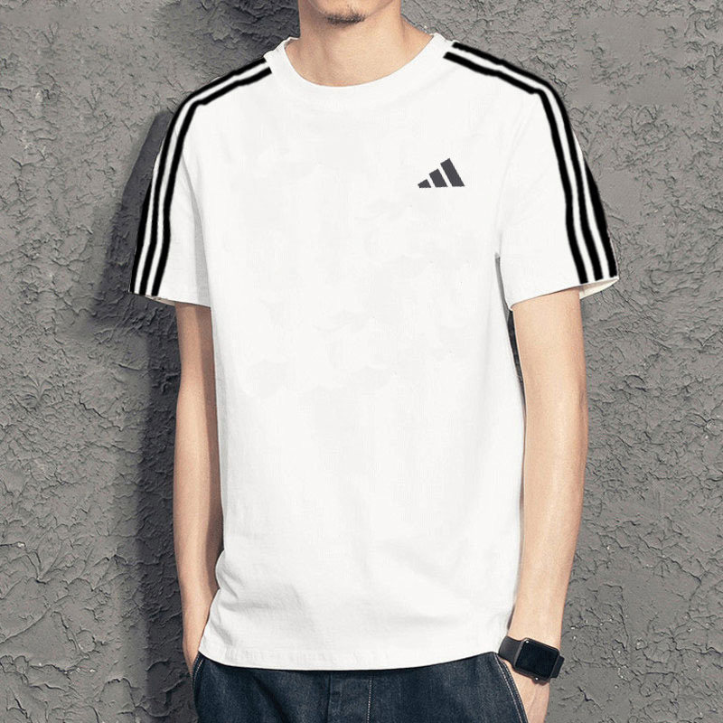 阿迪达斯速干短袖男装夏季新款跑步运动服男士训练T恤圆领五分袖