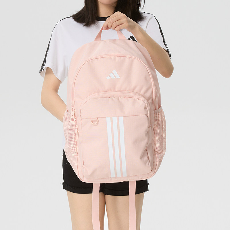 阿迪达斯双肩包男女粉色背包2026新款大容量旅游休闲运动包KX9