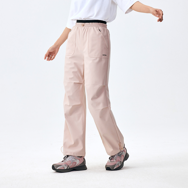 LANBU蓝步官网粉色休闲裤女裤新款宽松运动裤跑步裤子软壳长裤