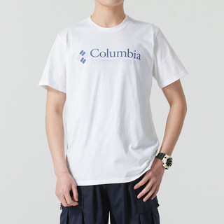 Columbia哥伦比亚男装 2025夏季新款户外运动服跑步白色短袖T恤