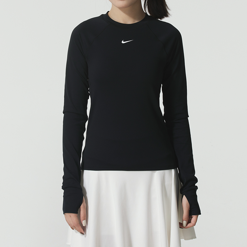 NIKE耐克长袖T恤女装 2025冬季新款运动服跑步健身训练紧身套头衫