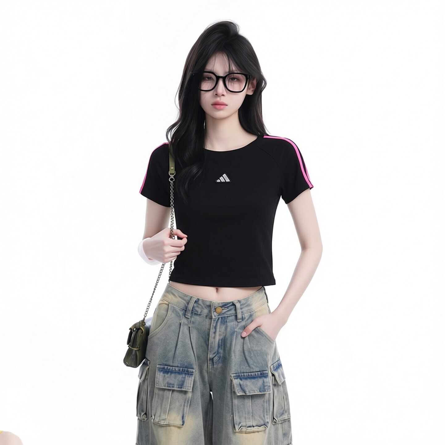 阿迪达斯短款修身T恤女装夏季新款半袖瑜伽舞蹈训练跑步圆领短袖