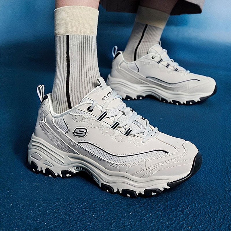 斯凯奇透气大网眼老爹鞋男鞋春季新款复古熊猫鞋轻便运动鞋休闲鞋