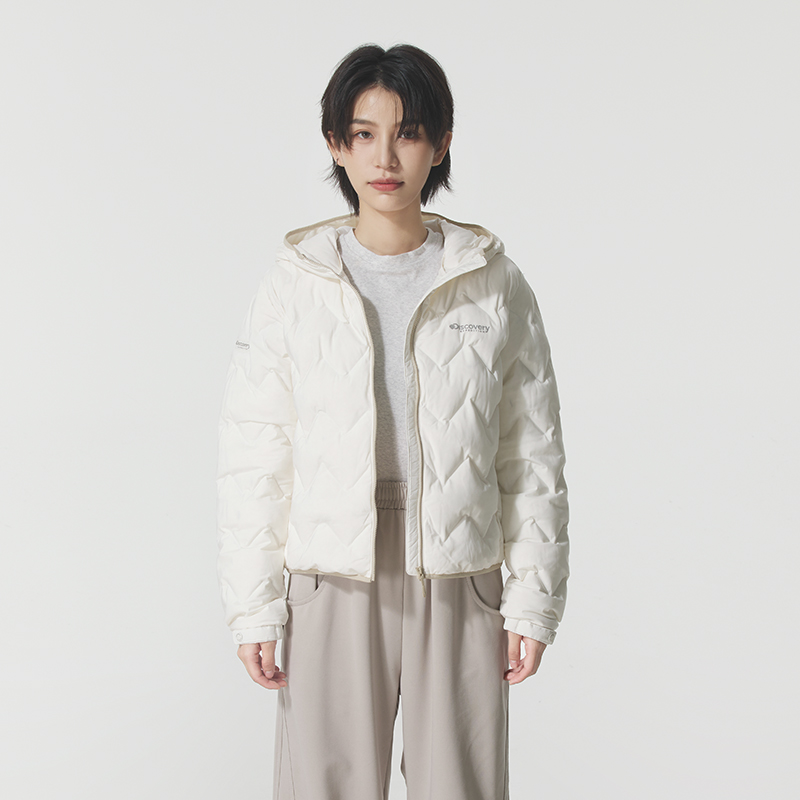 DISCOVERY连帽羽绒服女2025新款保暖户外运动服轻薄休闲夹克外套
