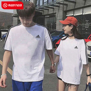 男装 纯棉t恤情侣运动服半袖 女装 新款 潮 2025夏季 阿迪达斯白色短袖