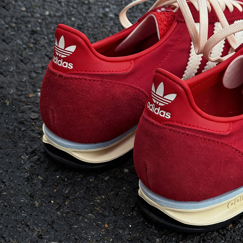 阿迪达斯三叶草红色女鞋春季新款德训鞋复古婚鞋SL72休闲运动鞋