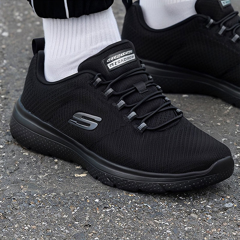斯凯奇官方轻便休闲跑鞋男鞋2025新款透气网面跑步鞋黑武士运动鞋,运动鞋new,跑步鞋,淘宝优惠券,粉丝福利购,淘宝优惠卷