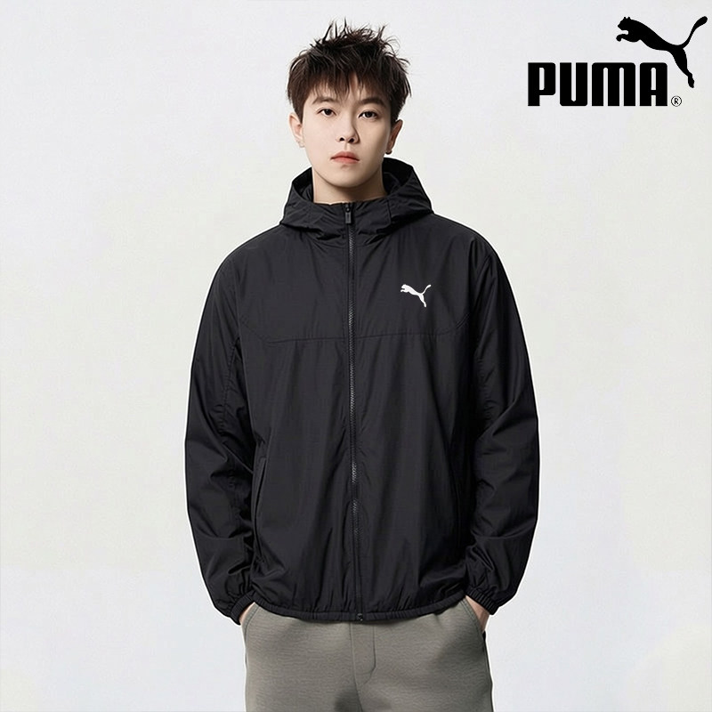 幸运叶子丨PUMA彪马黑色速干外套男装夏季男士夹克连帽防风运动服