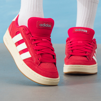 阿迪达斯红色板鞋女鞋春季新款低帮复古运动鞋轻便休闲鞋子HQ7374