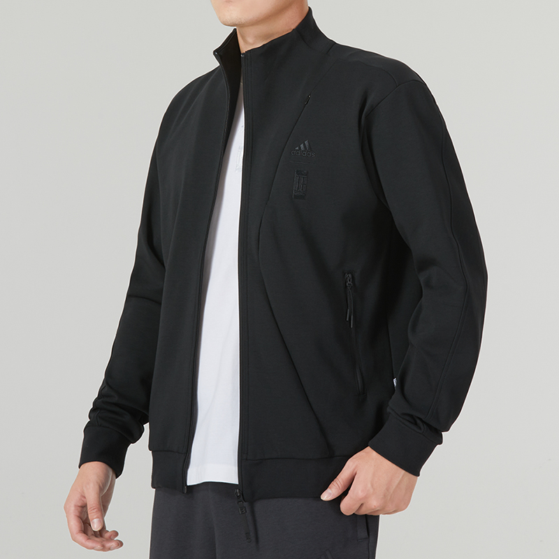 黑色运动服阿迪达斯立领外套
