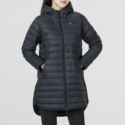 UA安德玛中长款羽绒服女装秋冬新款薄款棉羽外套跑步训练运动服