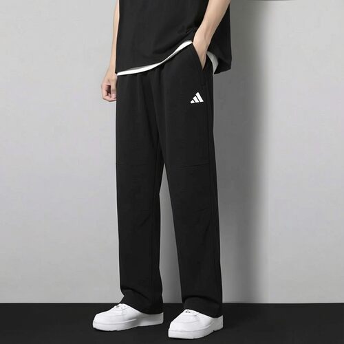 Adidas阿迪达斯26年夏季男新款黑梭织直筒训练透气运动长裤KC2877