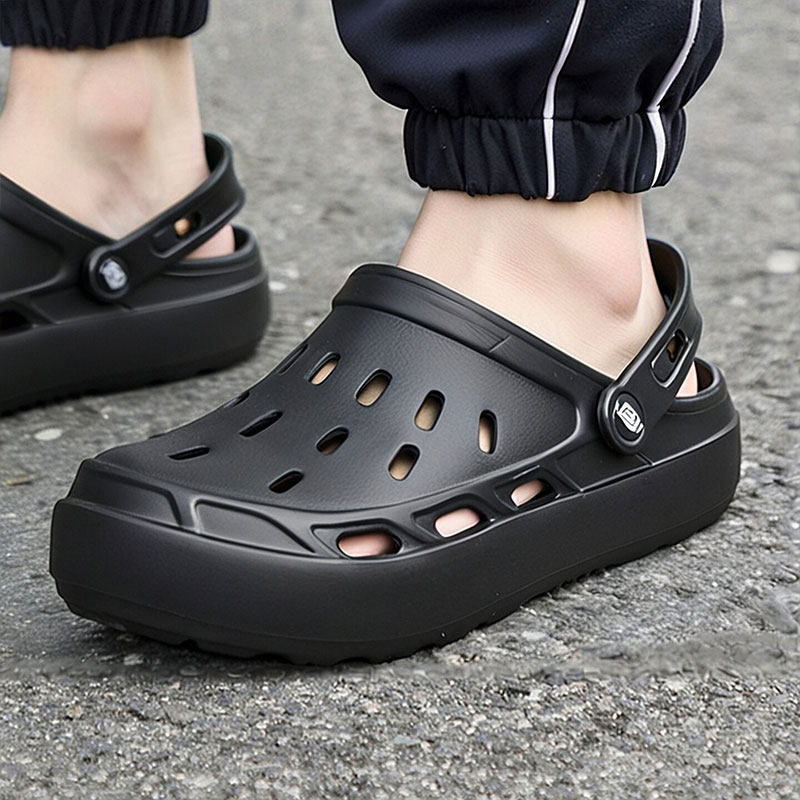 斯凯奇官方旗舰店男鞋洞洞凉鞋软底休闲鞋轻便运动鞋户外沙滩拖鞋