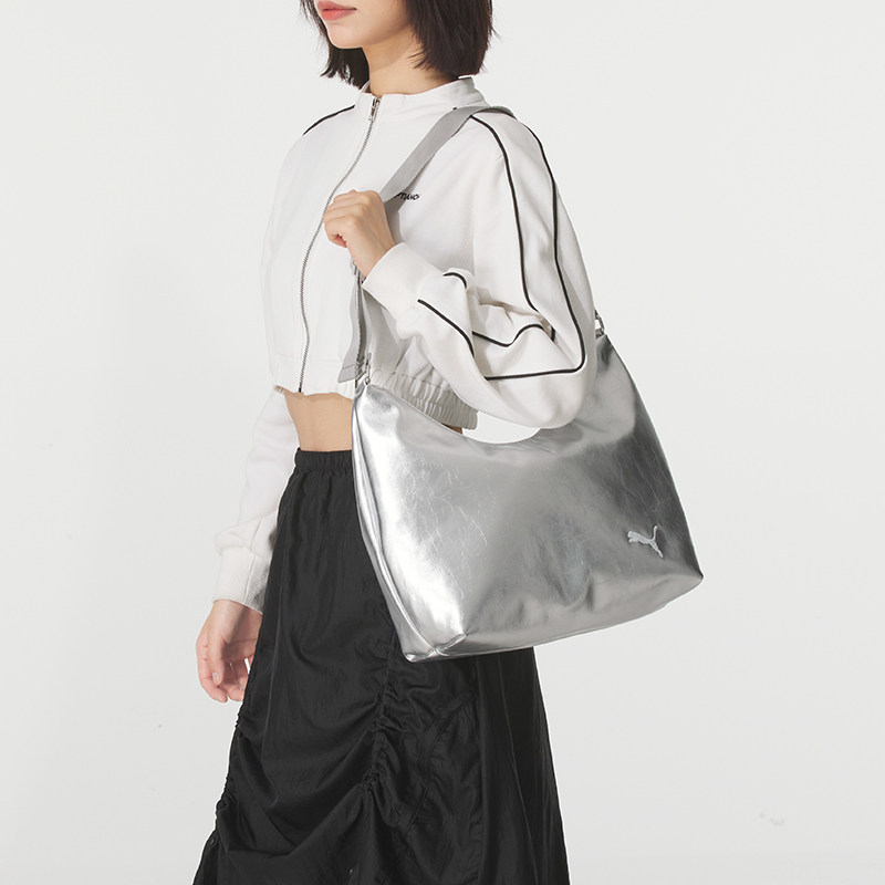 PUMA彪马单肩包男包春季新款银色复古休闲包运动包通勤包0923