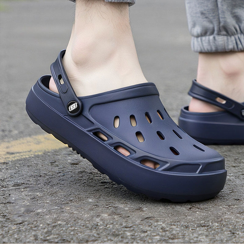 斯凯奇官方正品男鞋洞洞凉鞋软底休闲鞋轻便运动鞋男士沙滩拖鞋