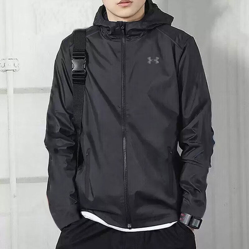 UA安德玛男装2025新款修身潮流运动服时尚连帽夹克户外透气外套
