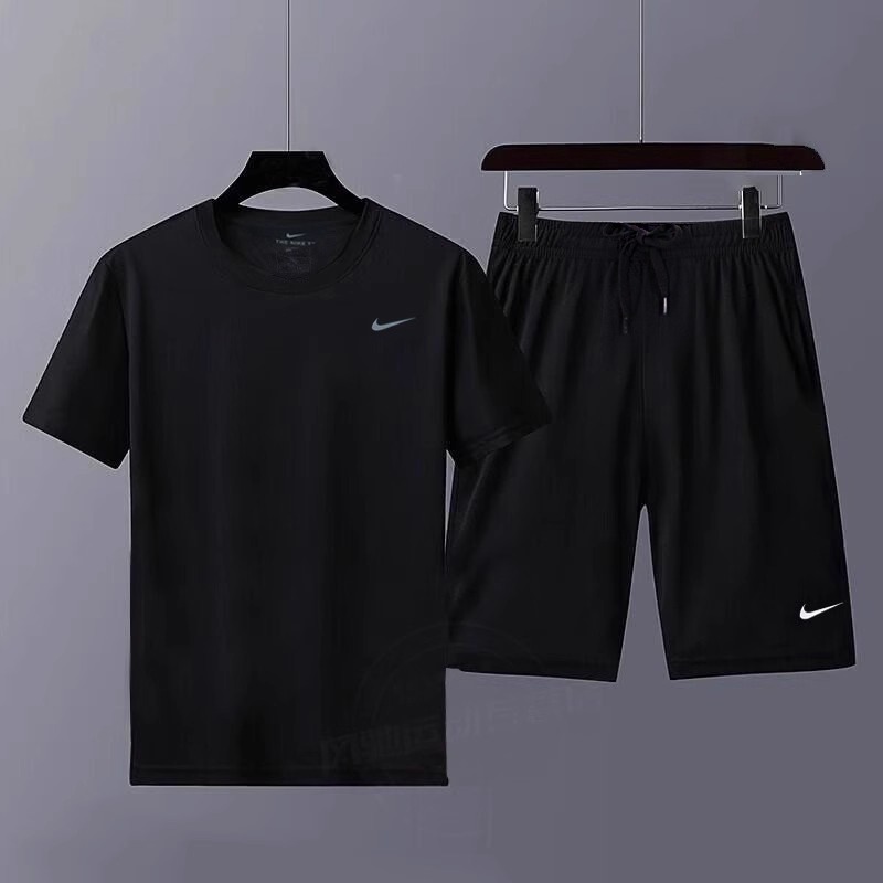 NIKE耐克男装黑色运动套装短袖T恤短裤夏季新款透气半袖五分裤子