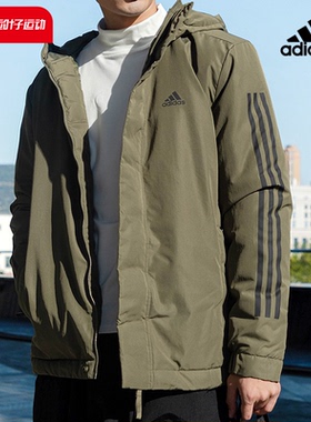 阿迪达斯官方棉服男子秋冬新款绿色连帽运动服训练棉衣外套IP2535