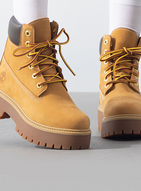 添柏岚官方大黄靴踢不烂女鞋秋冬新款高帮靴户外厚底马丁靴A5RJD